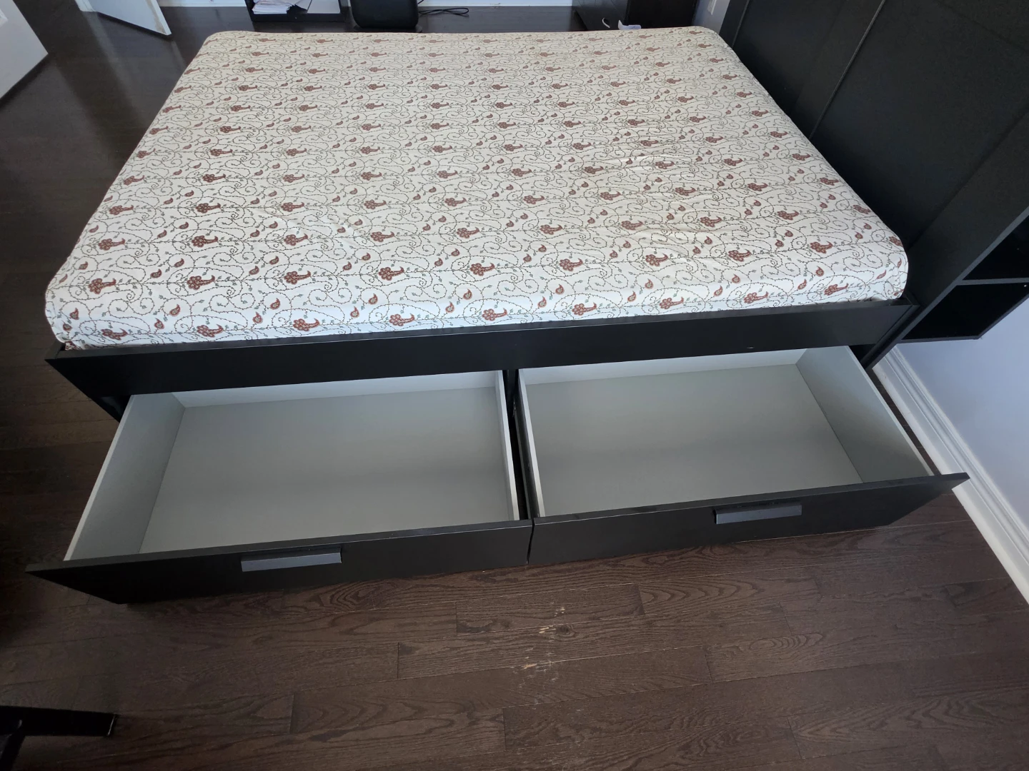 Ikea BRIMNES  Queen Bed Frame with Storage Headboard - photo 4
