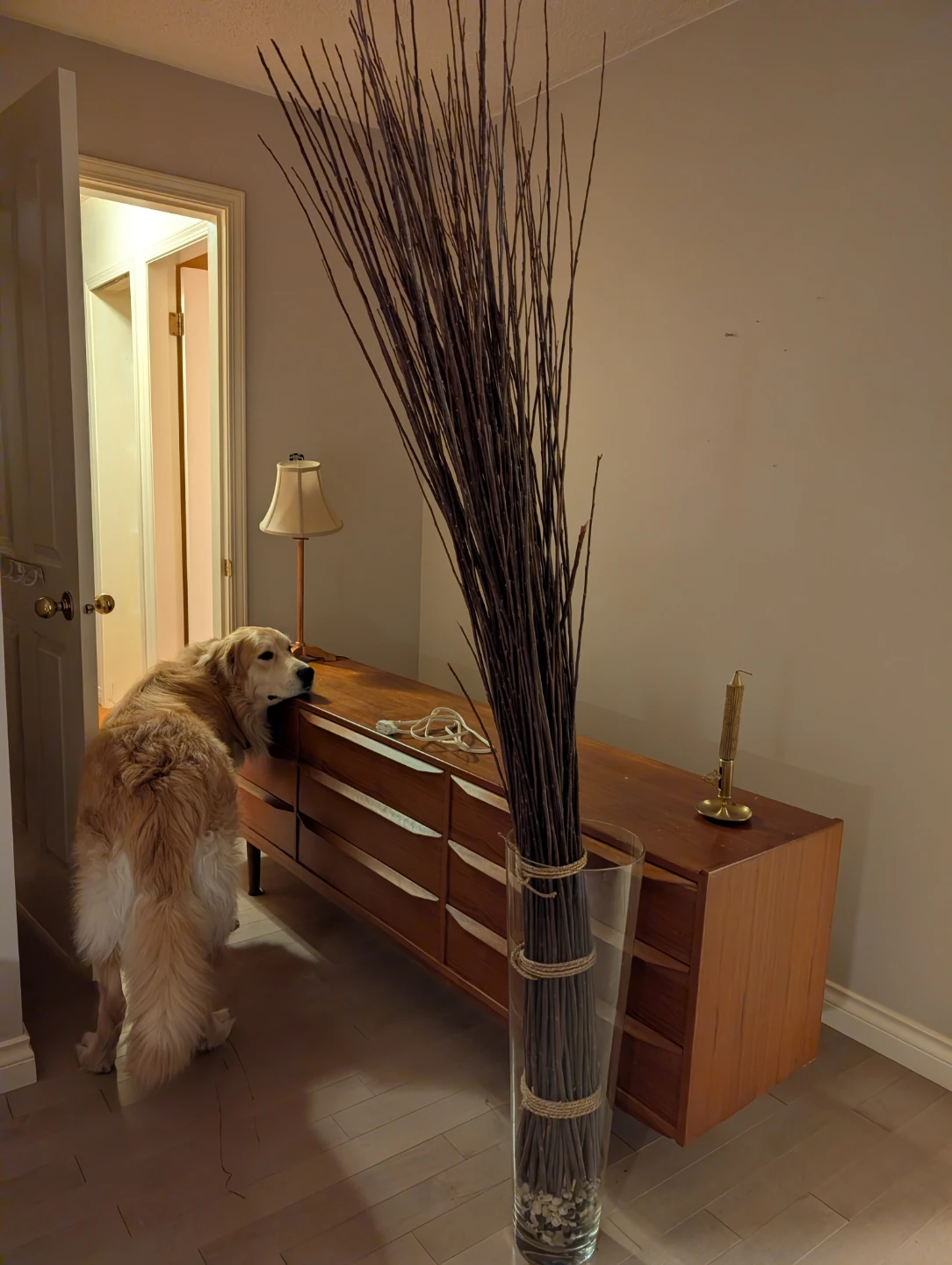 Tall Decorative Branches in Glass Vase