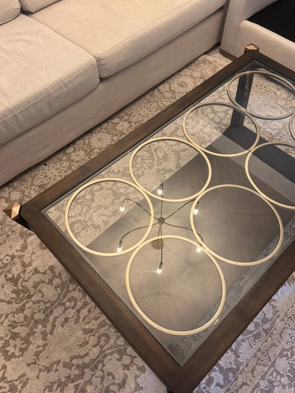 Dark Wood Coffee Table with Glass Top - photo 2