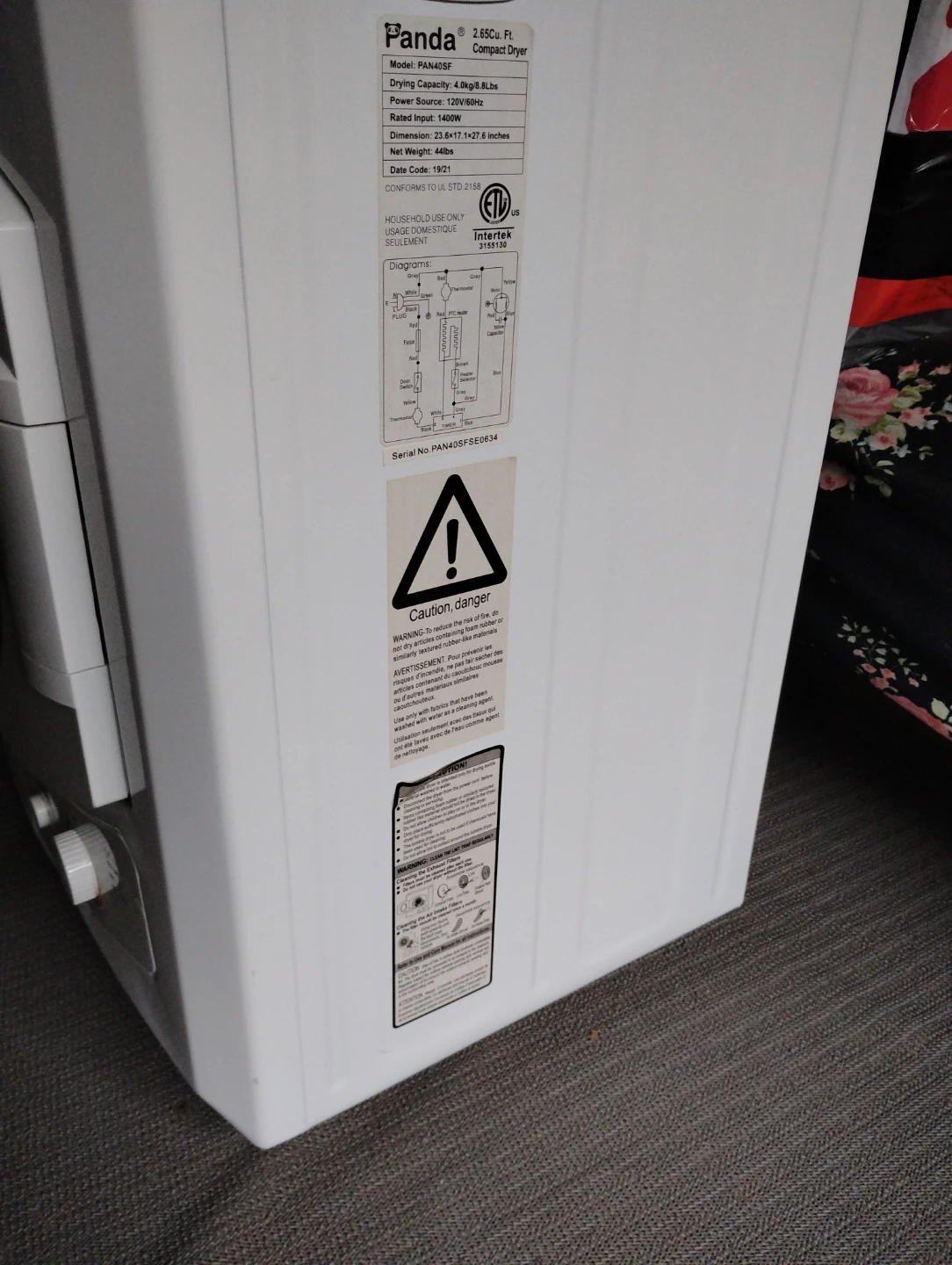 Panda 2.65 Cu. Ft. Compact Clothes Dryer - photo 2