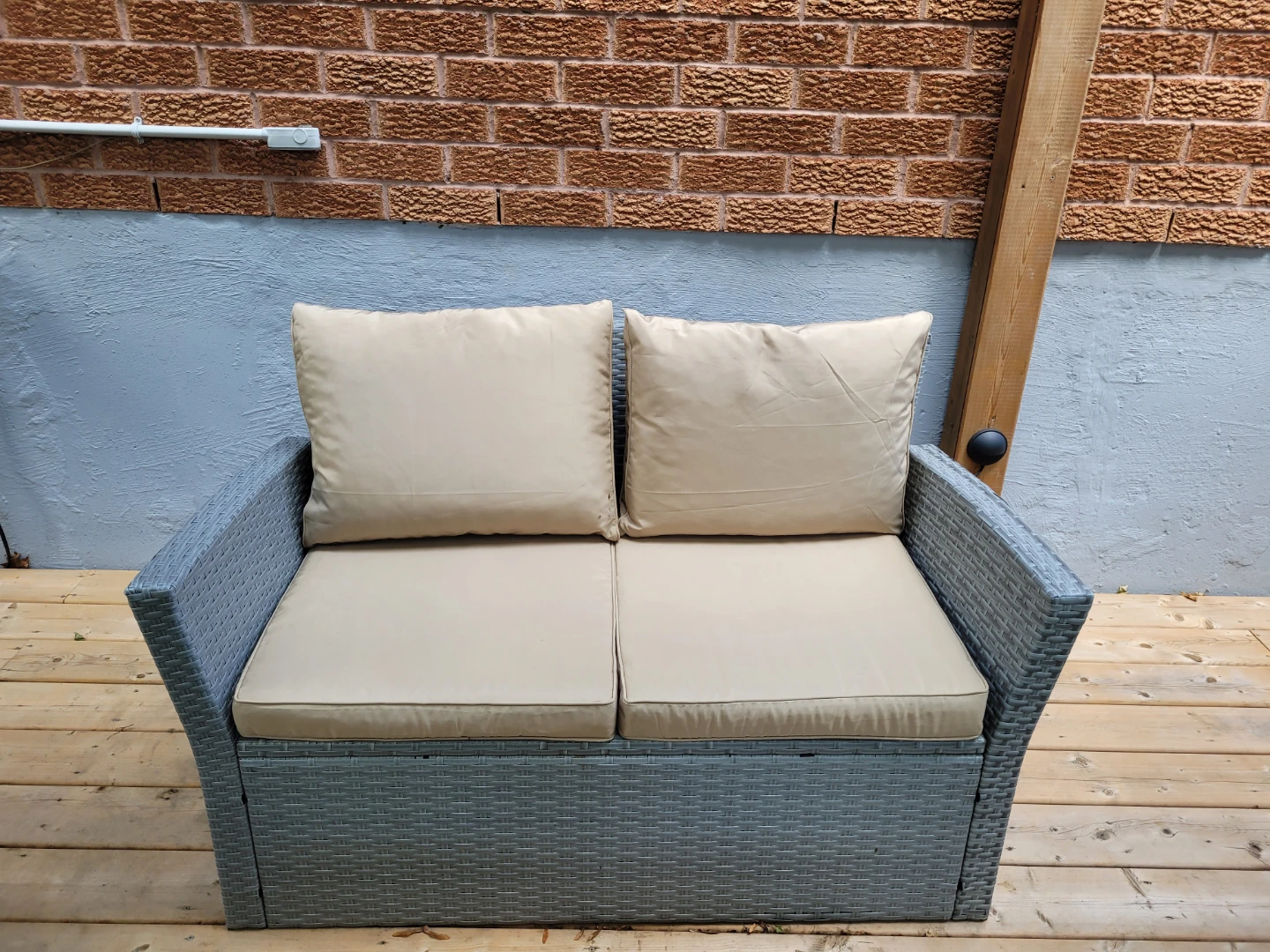 Grey Wicker Patio Chair with Beige Cushion - photo 5