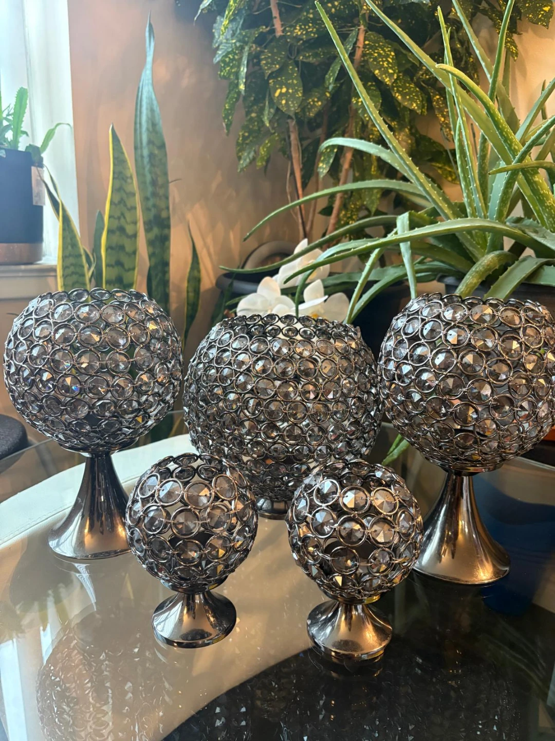 Set of 5 Decorative Crystal Sphere Holders