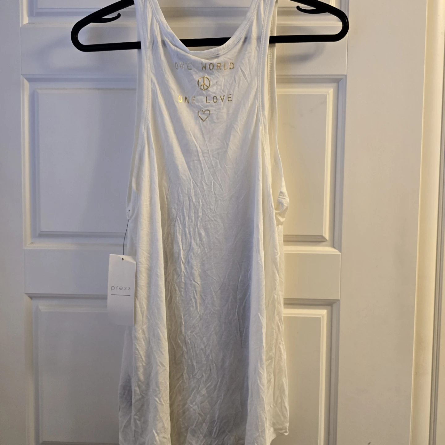 Press White "One World One Love" Graphic Tank Top - photo 2