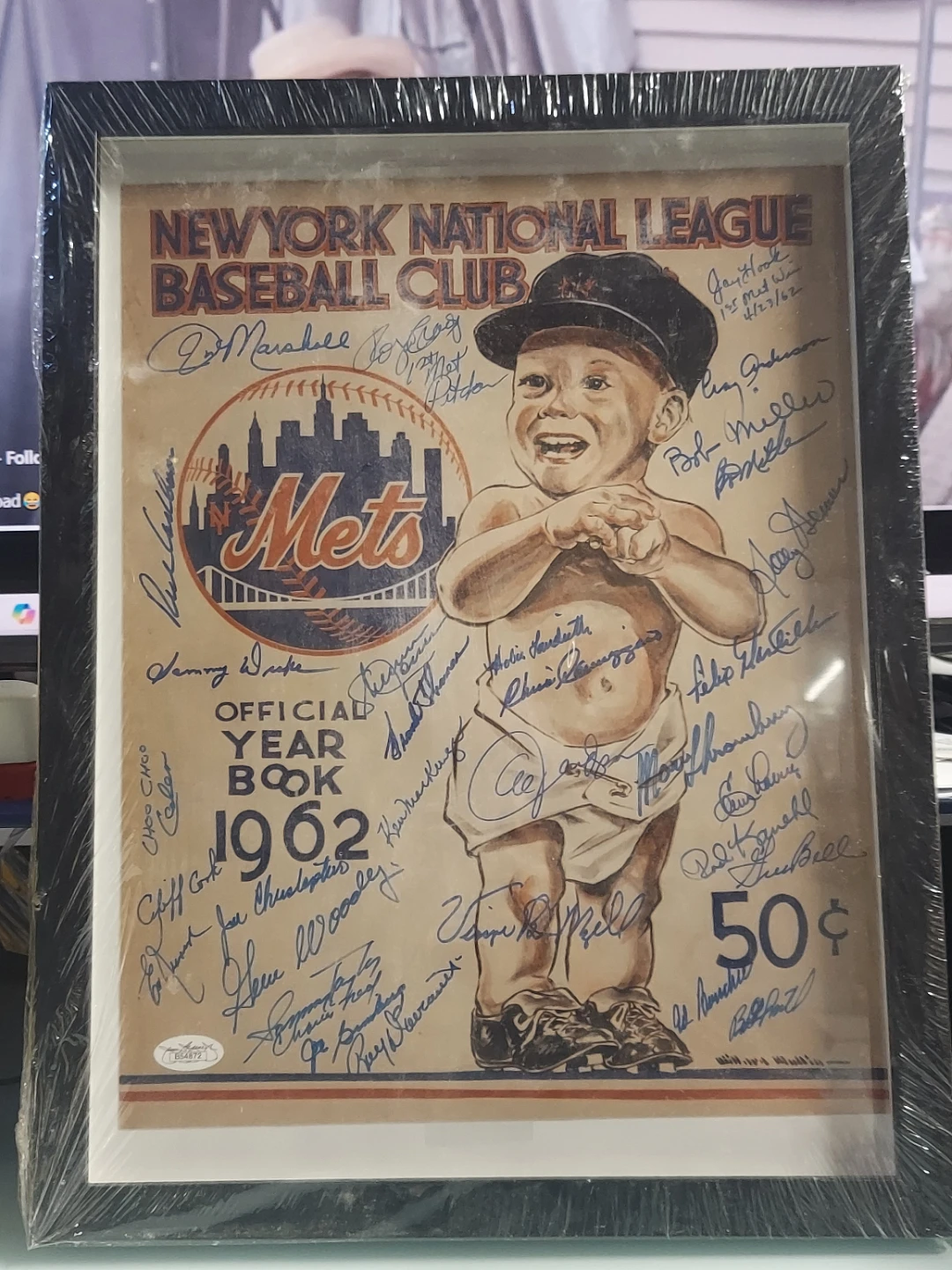 11x14  1962 Mets yearbook photo Autographed
