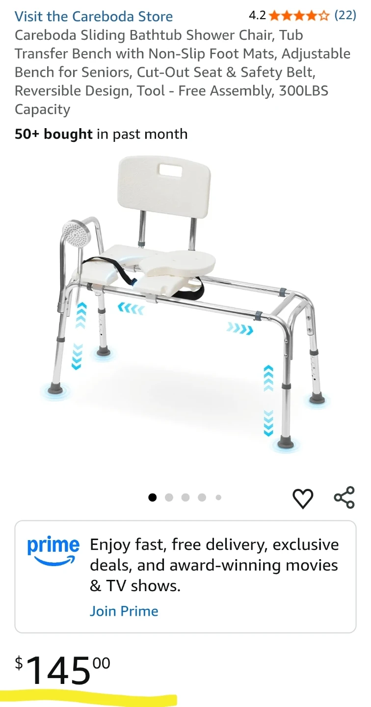 Careboda Sliding Transfer Bench Shower Chair - photo 4