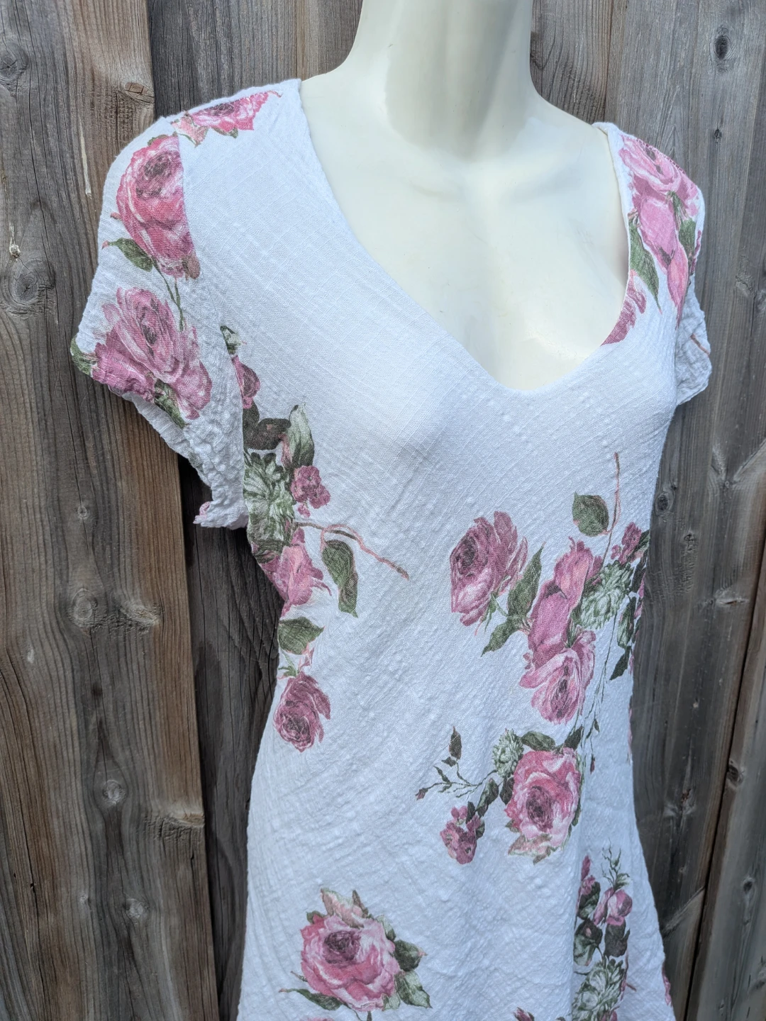 Women's White Floral Rose Print Dress - photo 2