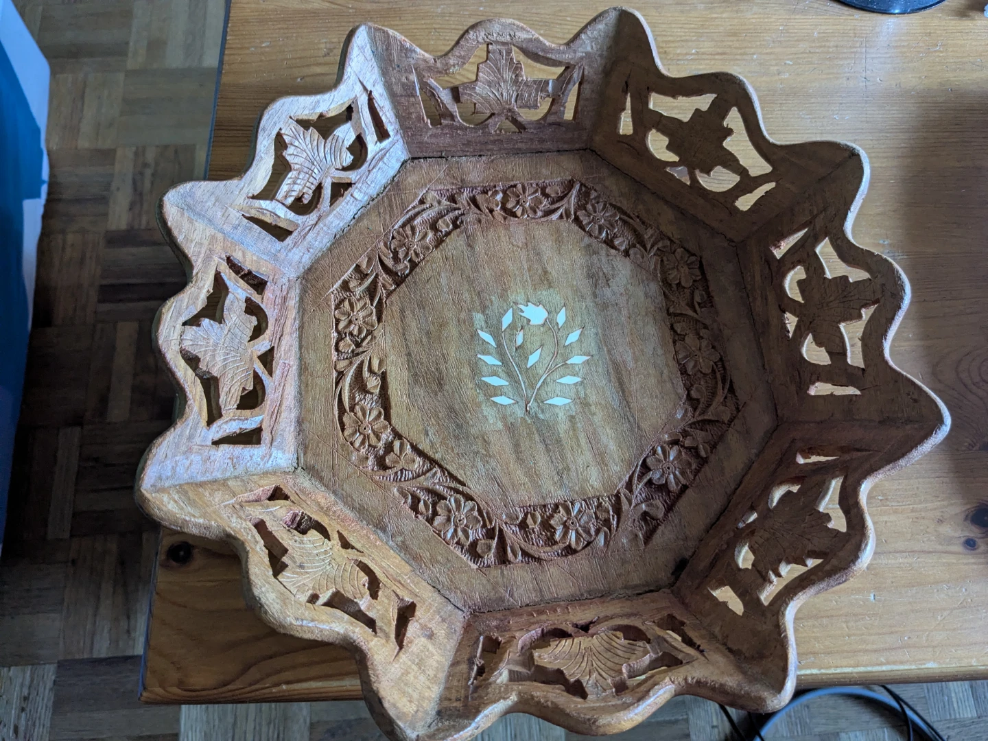 Carved Wooden Decorative Bowl