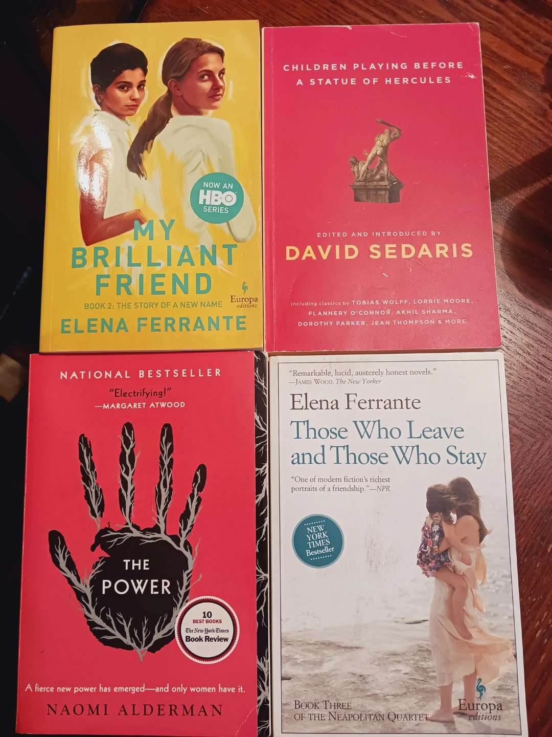 $5 EACH.4 × Books: Elena Ferrante, David Sedaris, Naomi Alderman