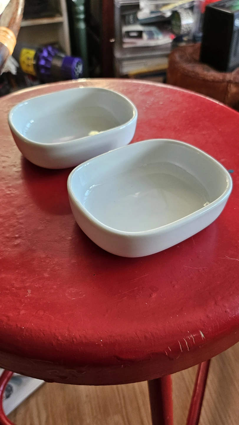 Set of 2 White Ceramic Dishes