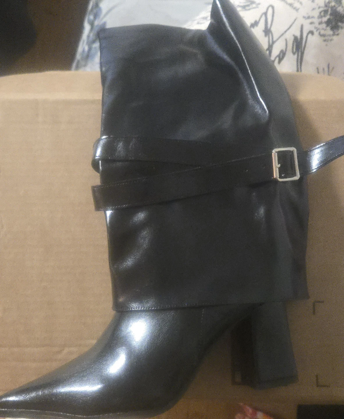 Black Pointed Toe Heeled Boots
