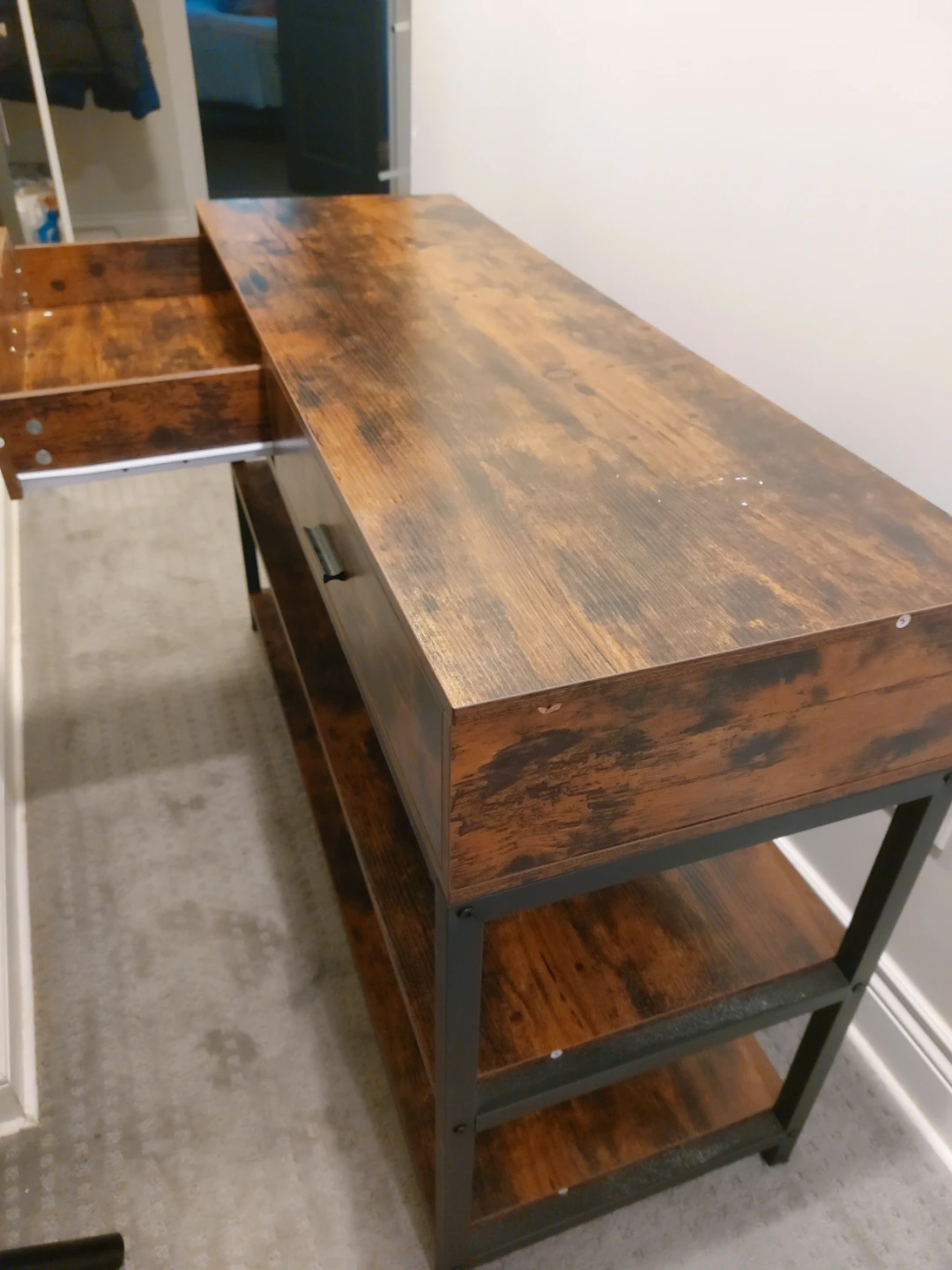 Rustic Wood Console Table with Drawers and Shelves - photo 3