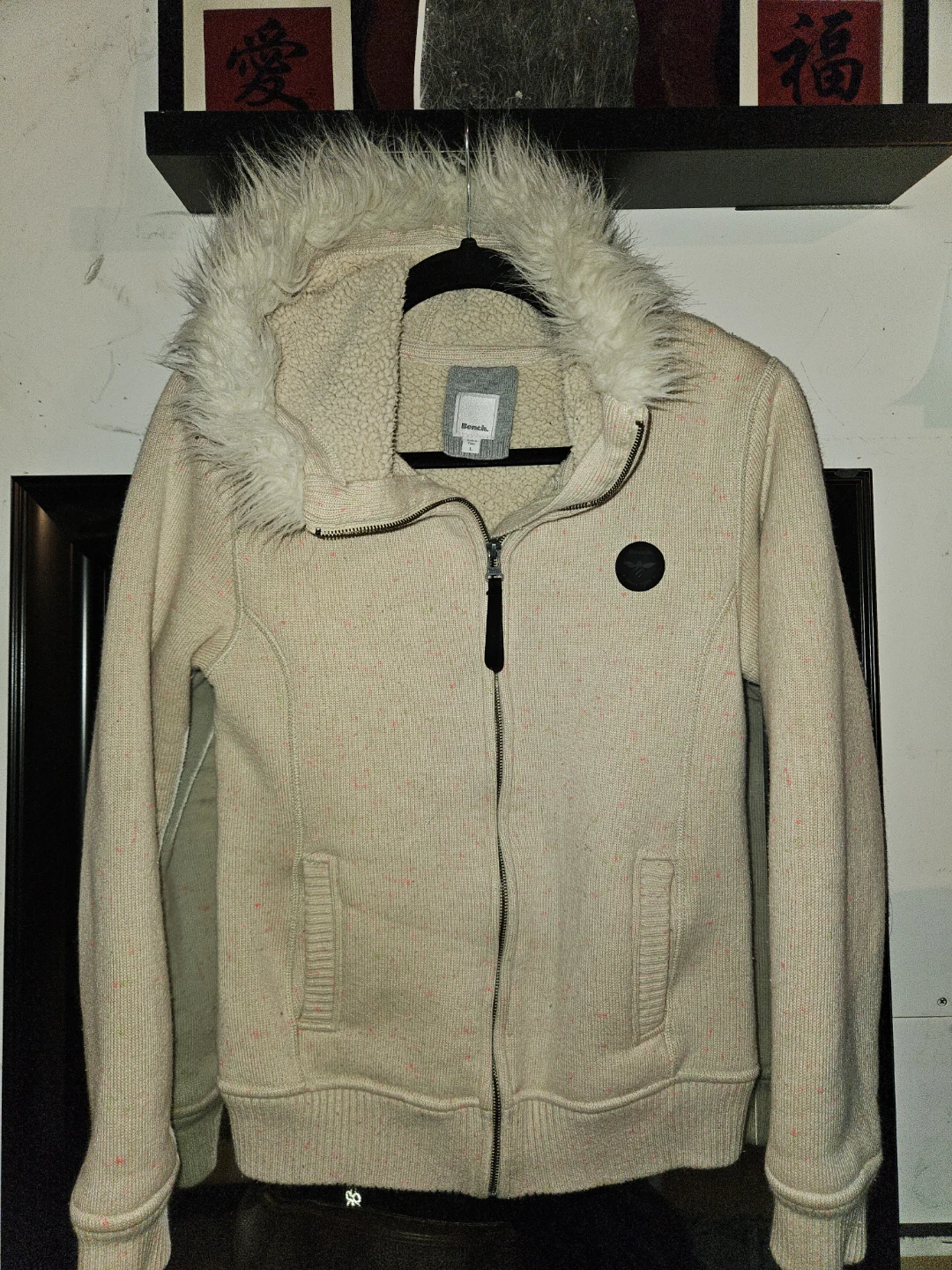 Bench. Fleece Lined Zip-Up Jacket with Fur Trim