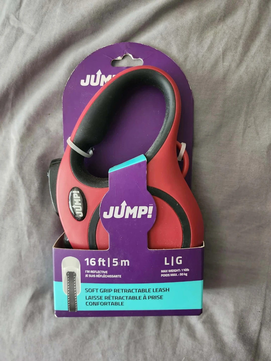 Jump! Red & Black Soft Grip Retractable Dog Leash