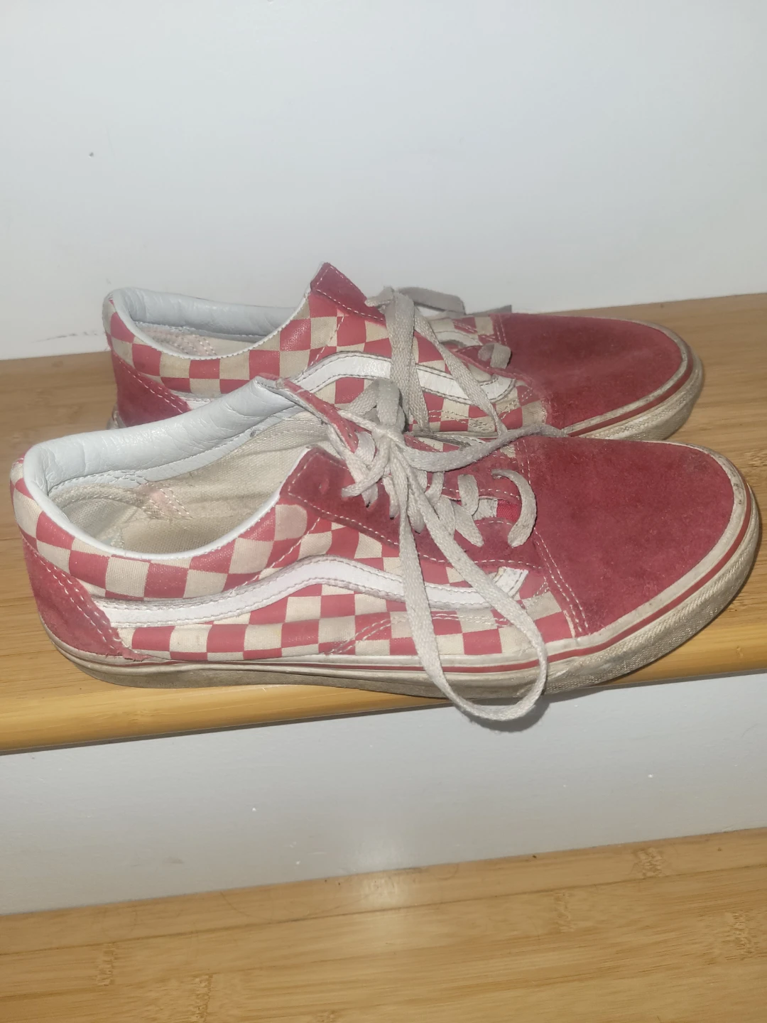 Vans Old Skool Red Checkerboard Suede Sneakers