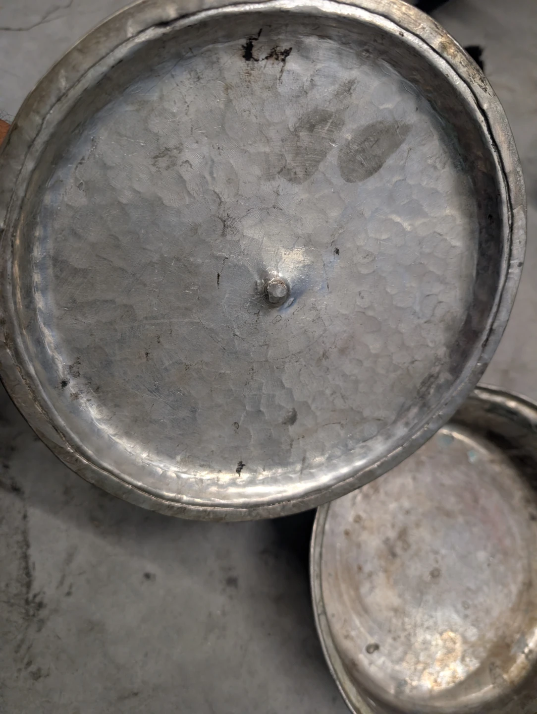 Hammered Metal Serving Dish with Lid Brass and Cooper - photo 4