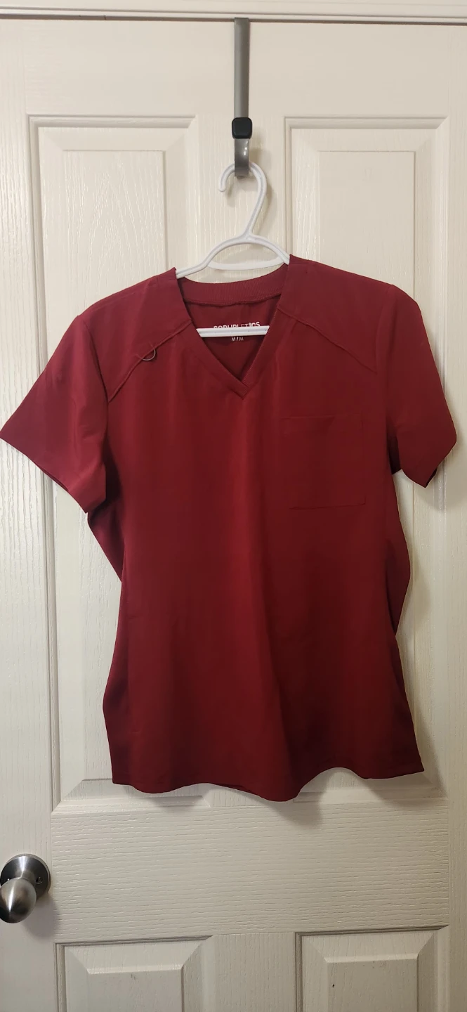 Scrub Top and Bottoms Set - Burgundy