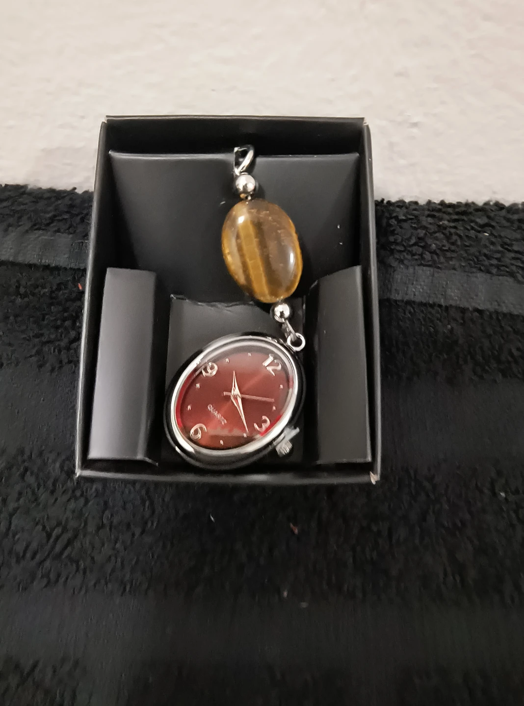Simulated Semi-Precious Stone Clip Watch - Tigers Eye Color - photo 3