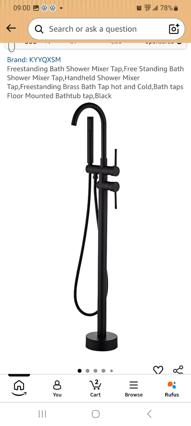 Freestanding Bath Shower Mixer Tap - Black