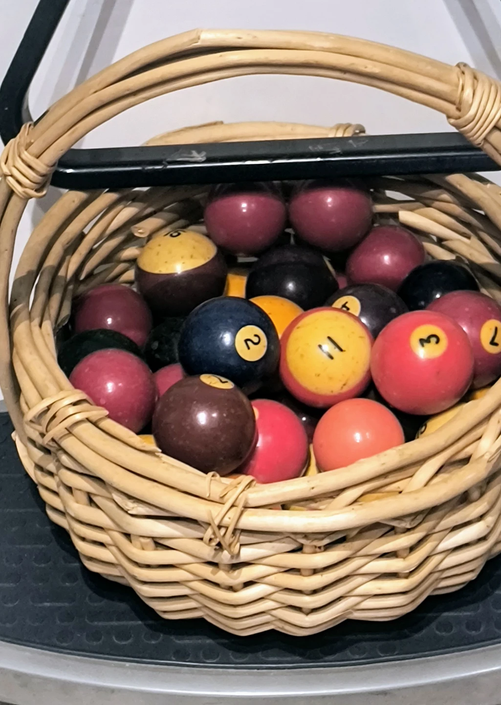 Vintage Billiard Ball Set with Rack and Basket - photo 3