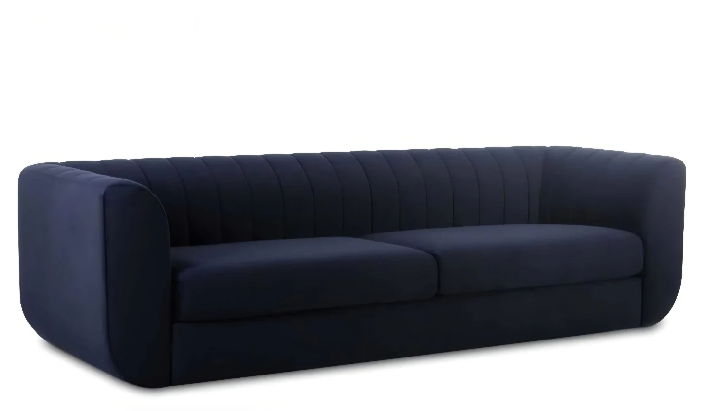 Navy Blue Channel Tufted Sofa - photo 2