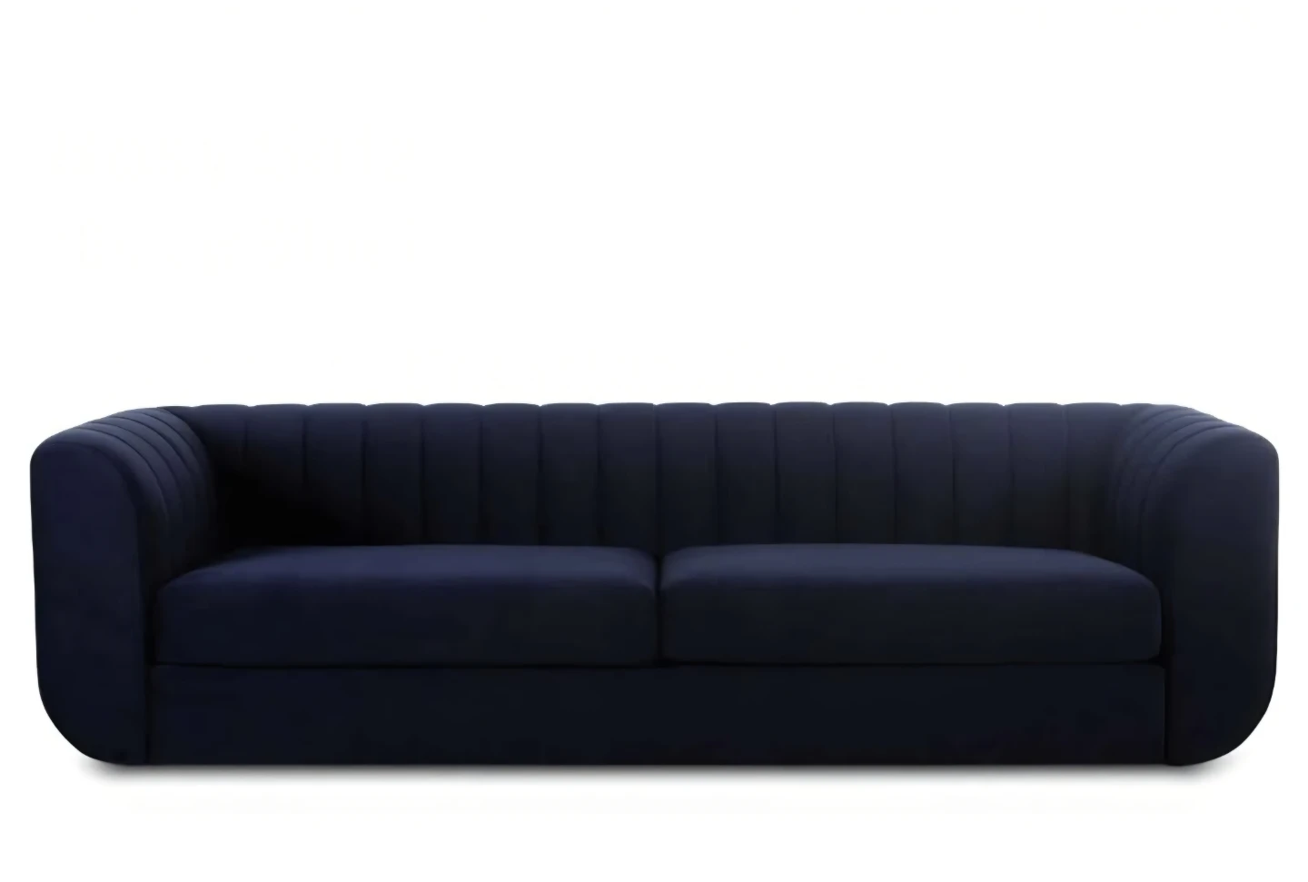 Navy Blue Channel Tufted Sofa - photo 3