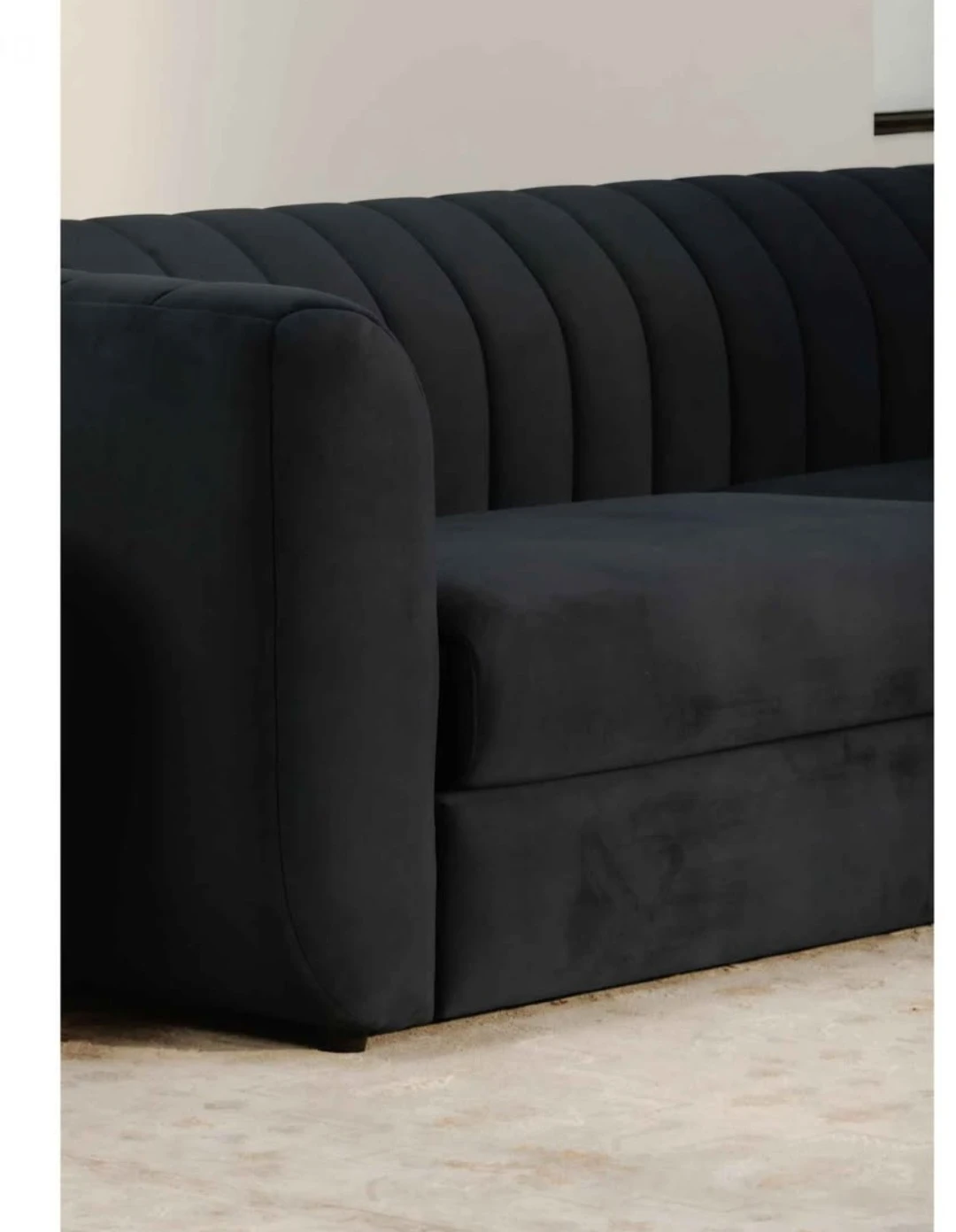 Navy Blue Channel Tufted Sofa - photo 4