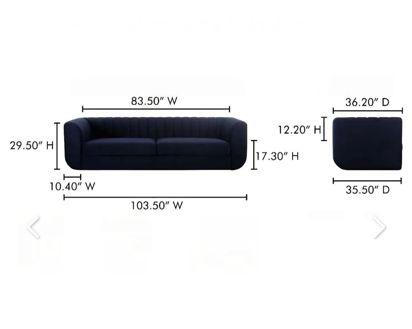 Navy Blue Channel Tufted Sofa - photo 5