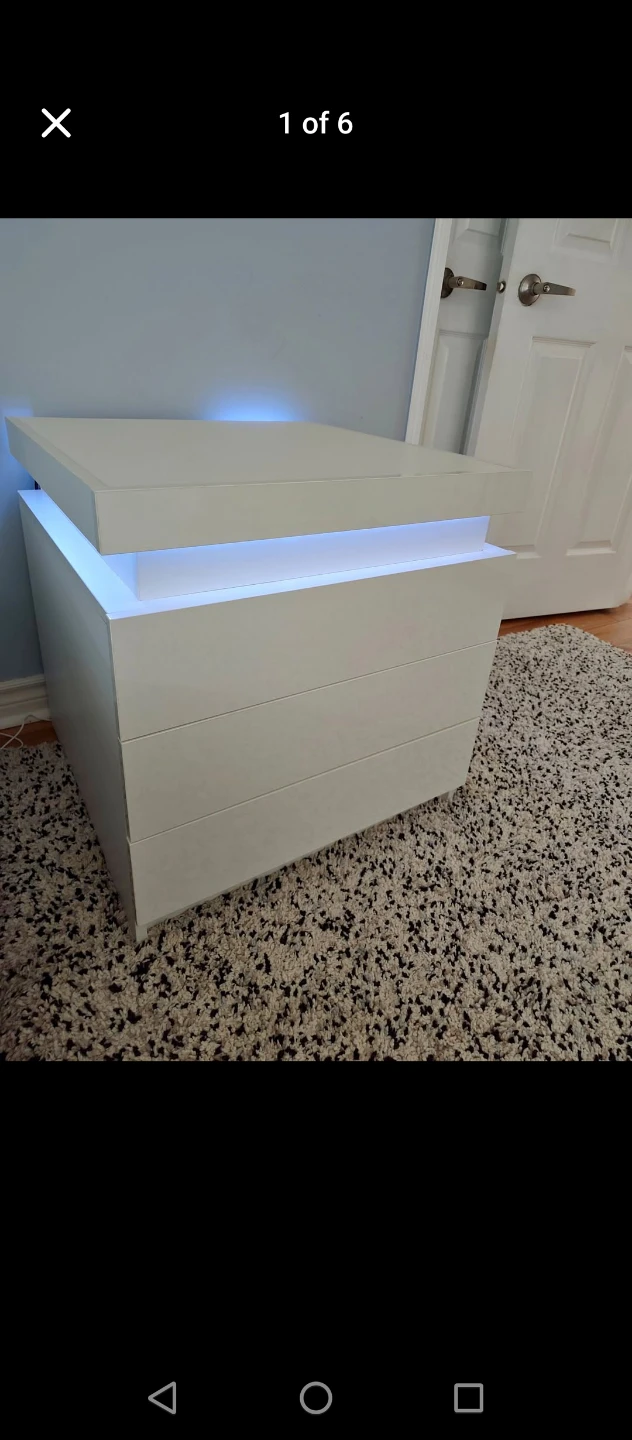 White 3-Drawer Nightstand with LED Lights - photo 2