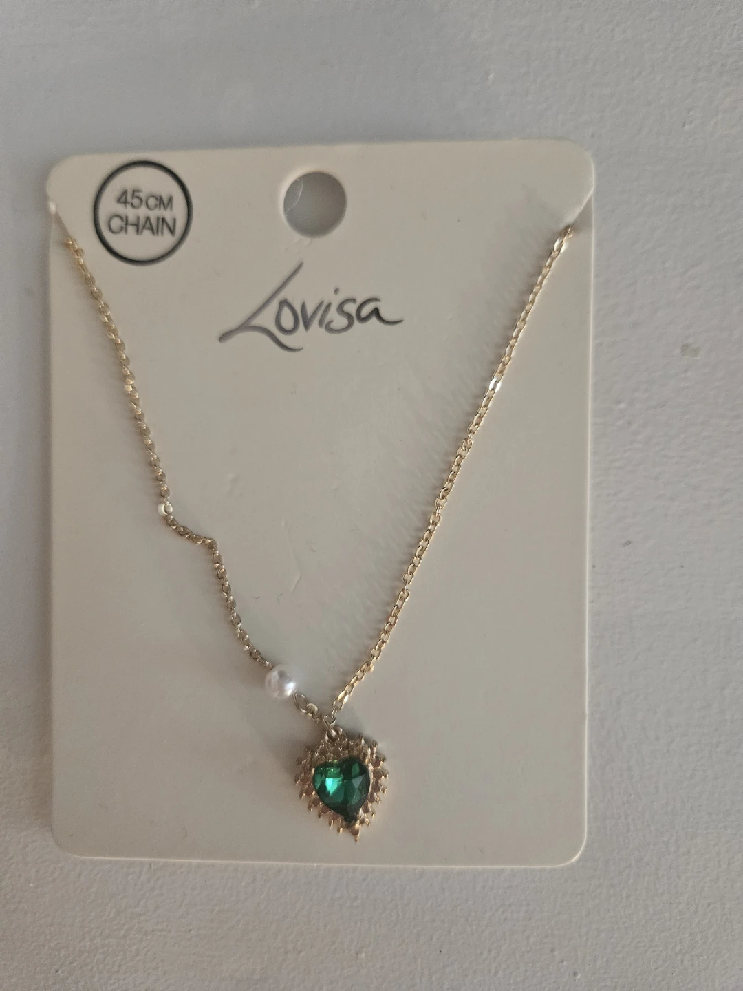 Lovisa Gold-tone Necklace with Green Heart Pendant
