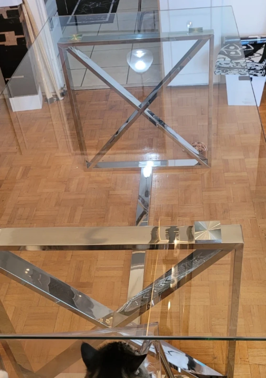 Glass Dining Table with Chrome Base - photo 2