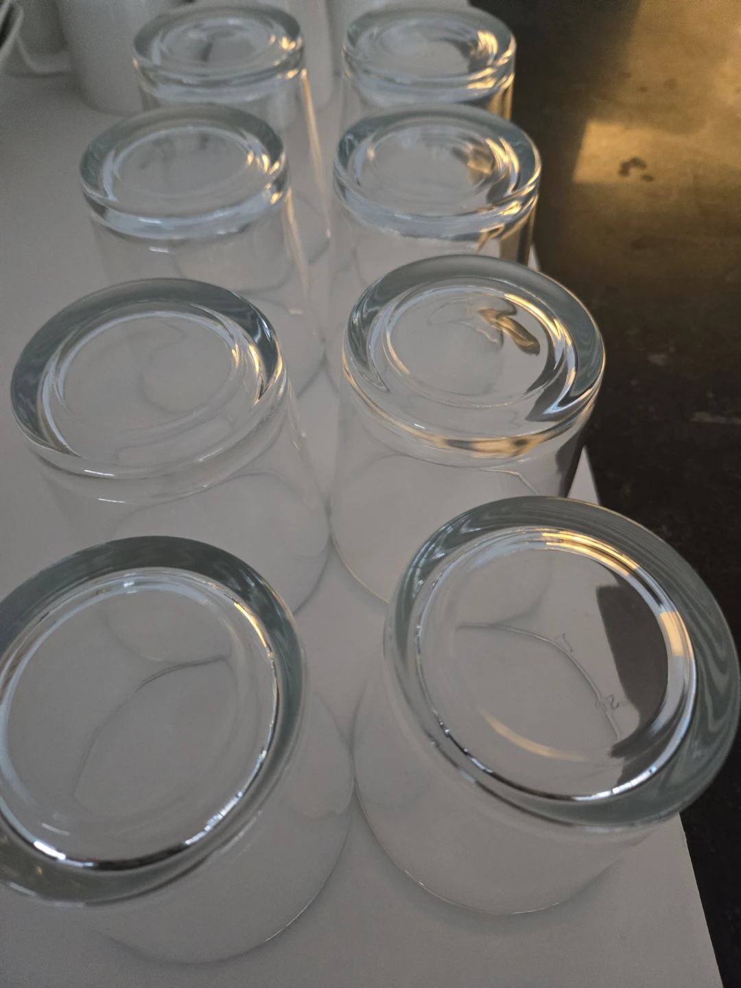 Set of 7 tall and set of 8 clear drinking glasseses