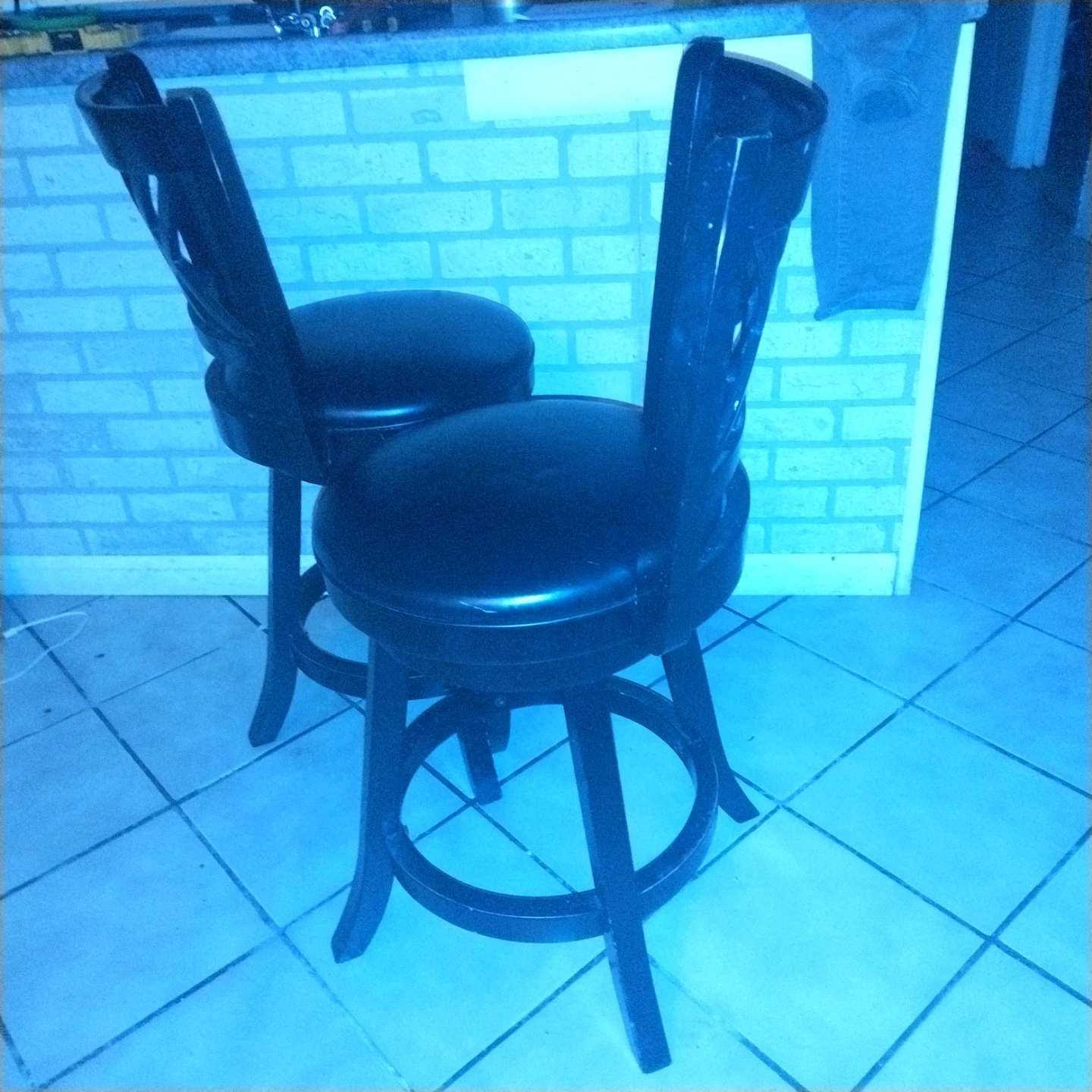 Black Swivel Bar Stools - Set of 2
