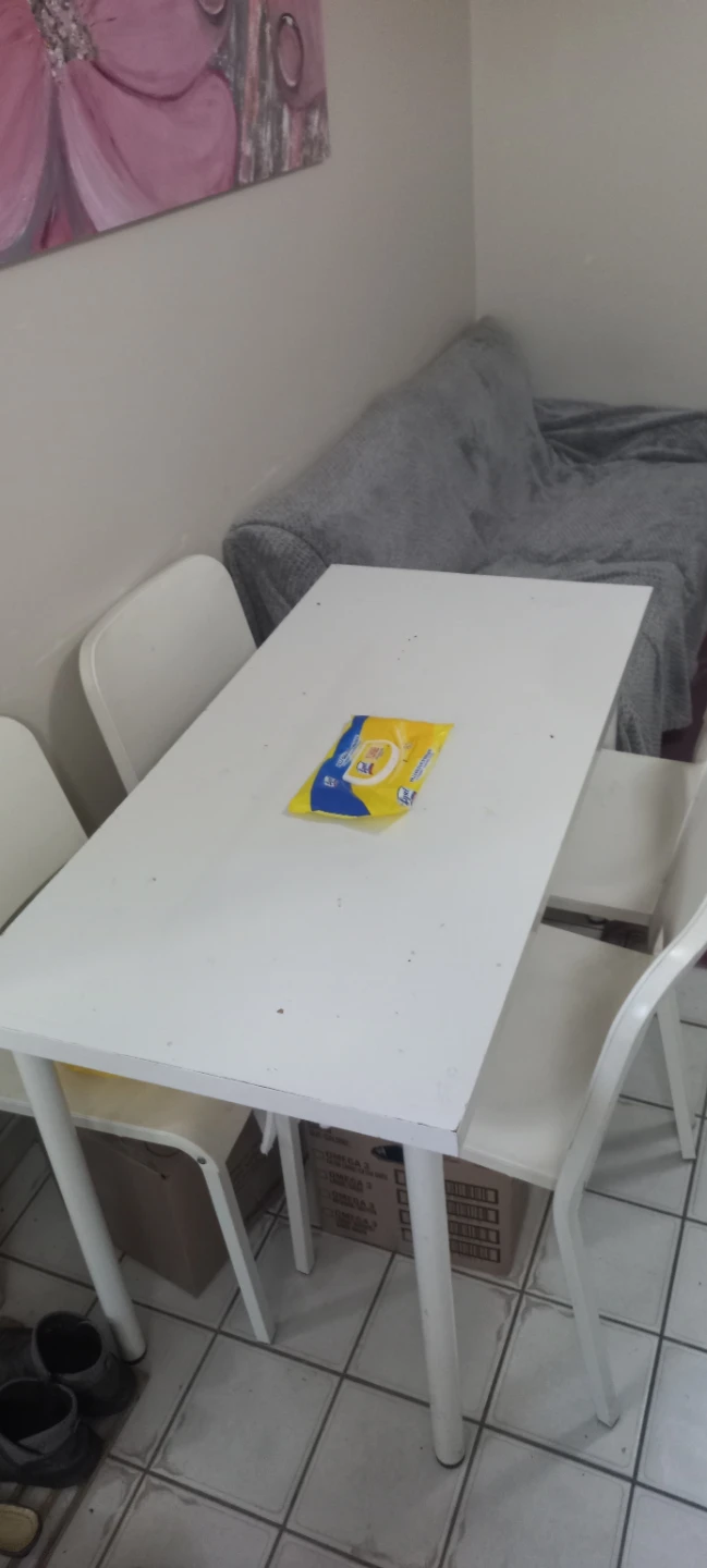 White Dining Table with Four Chairs