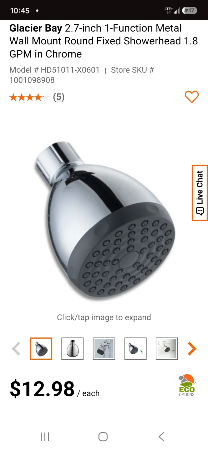 Glacier Bay Fixed Round Showerhead - Chrome - photo 3