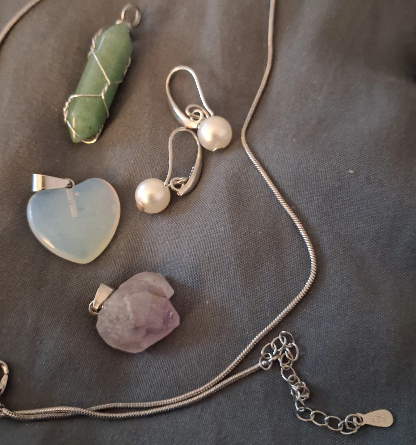 Sterling Silver Necklace with Pendant and Earrings Set