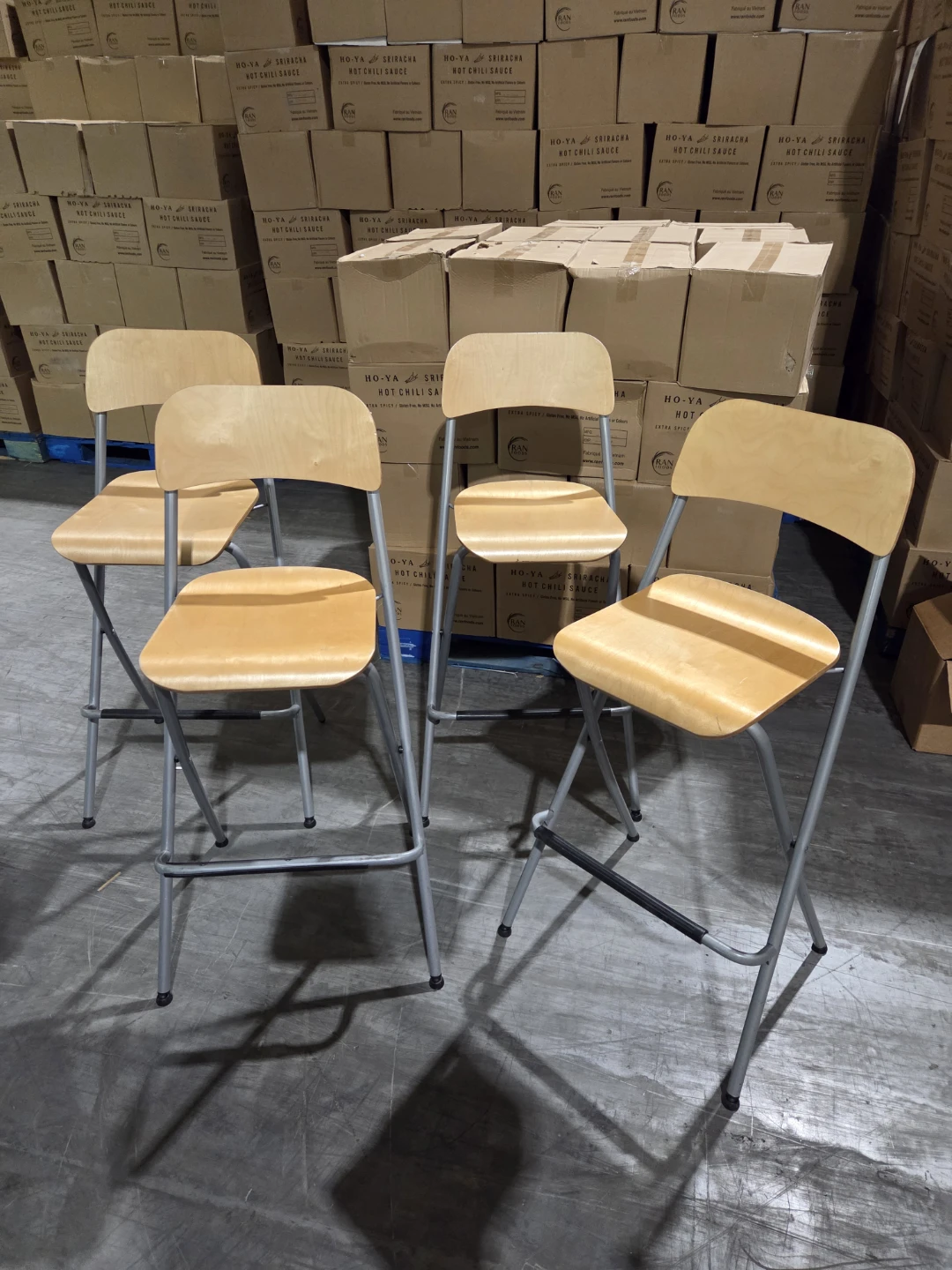 Folding Bar Stool with Wood Seat