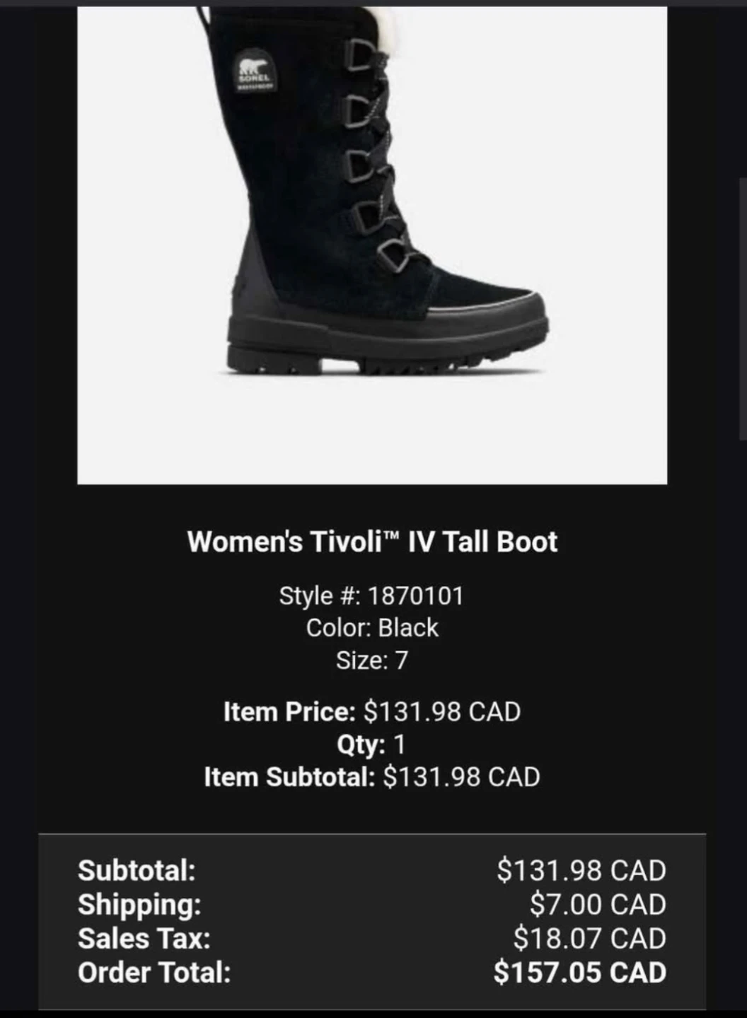 Sorel Women's Tivoli IV Tall Boot - Black, Size 7 - photo 3