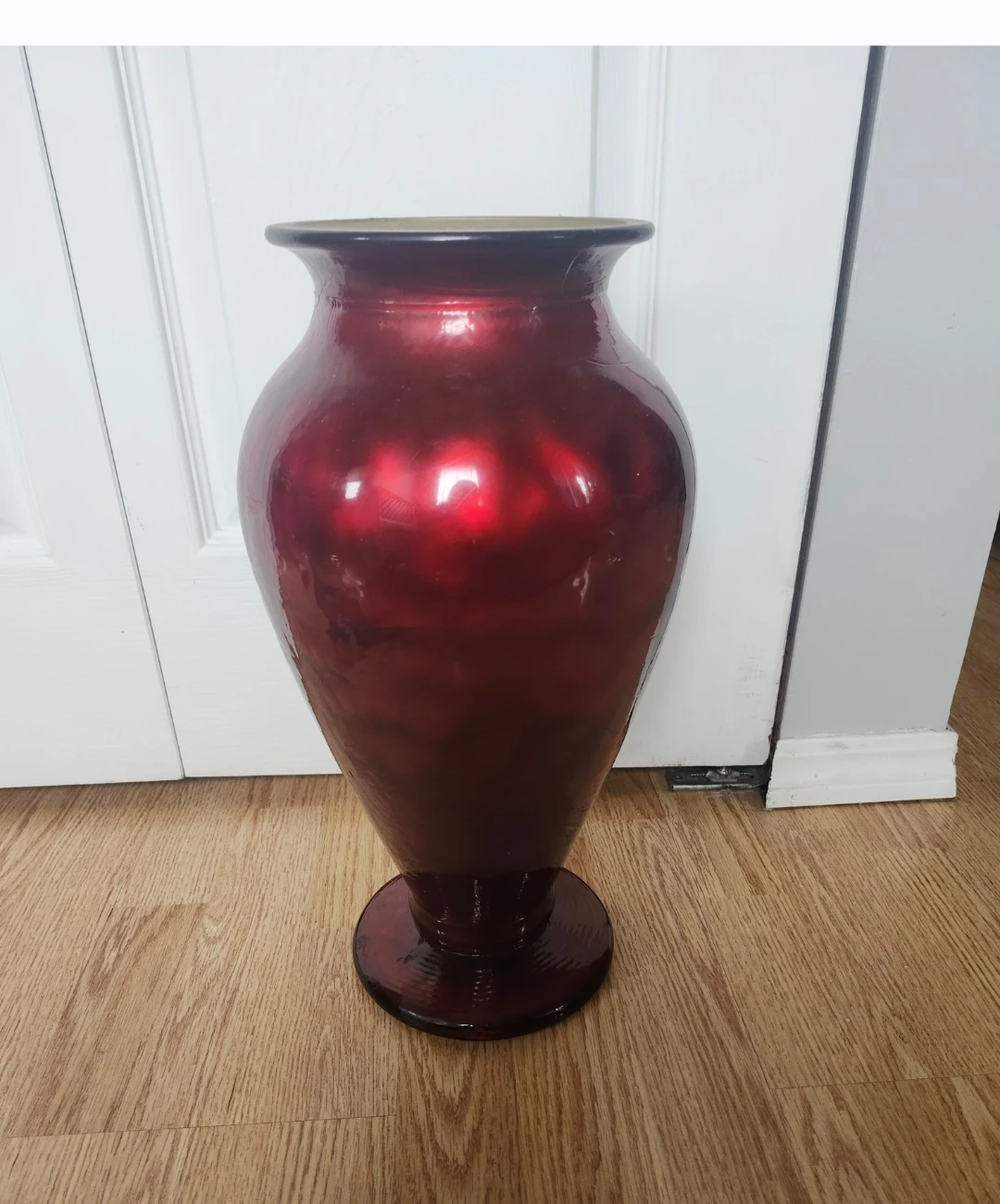 Heavy Glass Red Vase