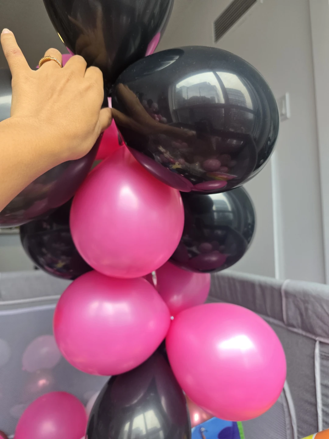Pink and Black Balloons