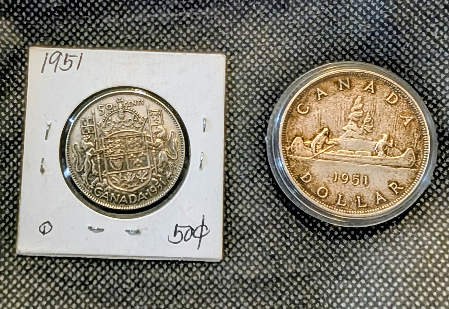 1951 Canada 50 Cent Coin and Dollar Coin - photo 2
