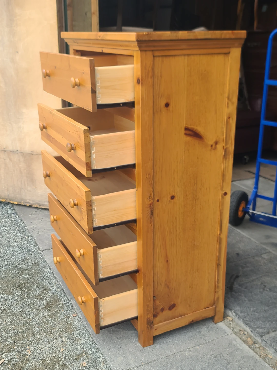 Solid Pine 5-Drawer Tallboy Chest - photo 3