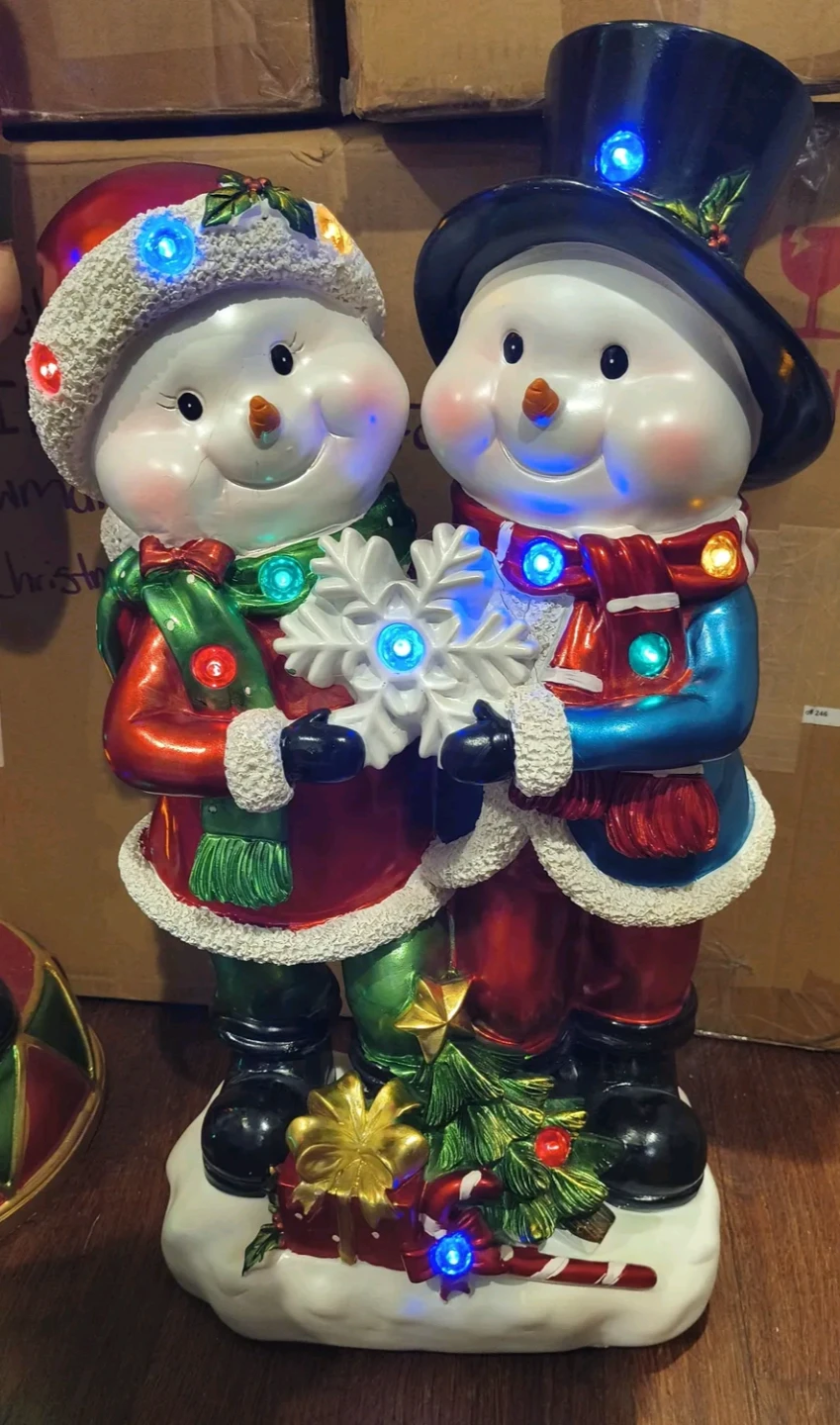 Light-Up Christmas Snowman Couple Decor