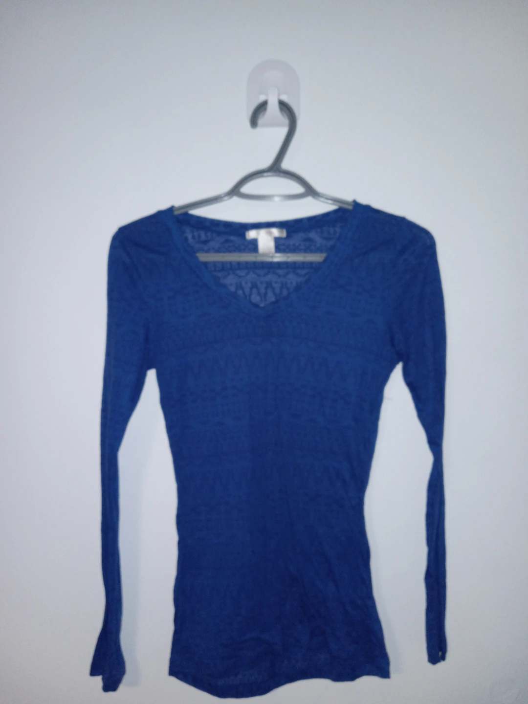 Bozolo blue long-sleeve v-neck top Large