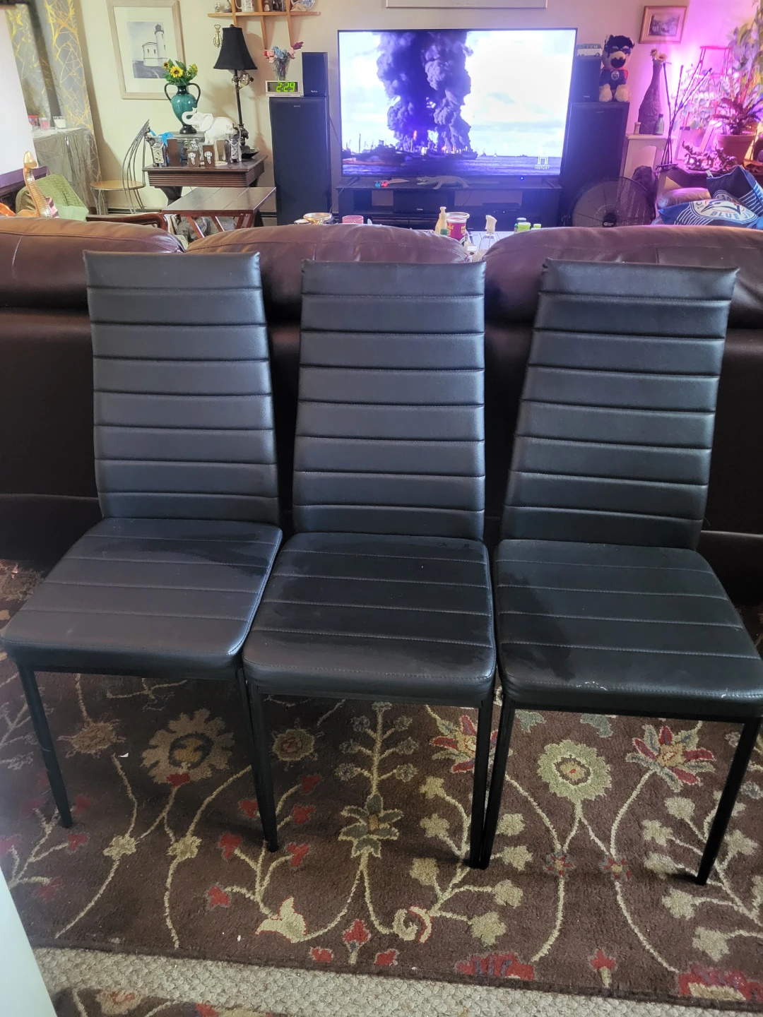 Set of 3 Black Dining Chairs