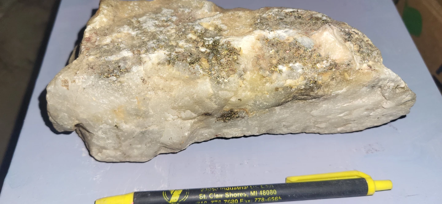 Gold n copper in quartz from an old mine