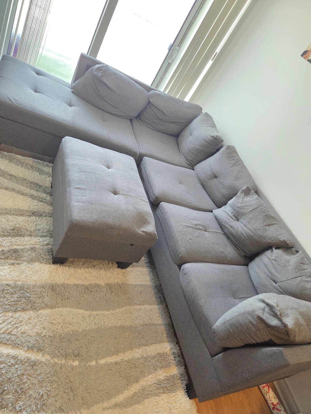Grey Sectional Sofa with Ottoman