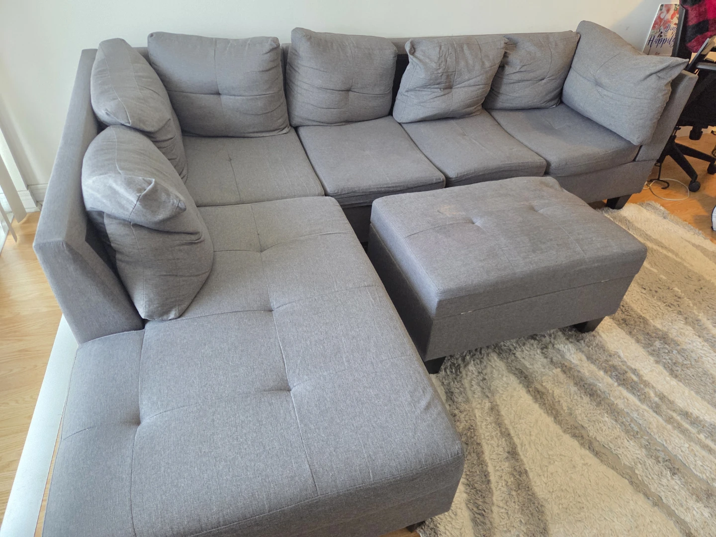 Grey Sectional Sofa with Ottoman - photo 2