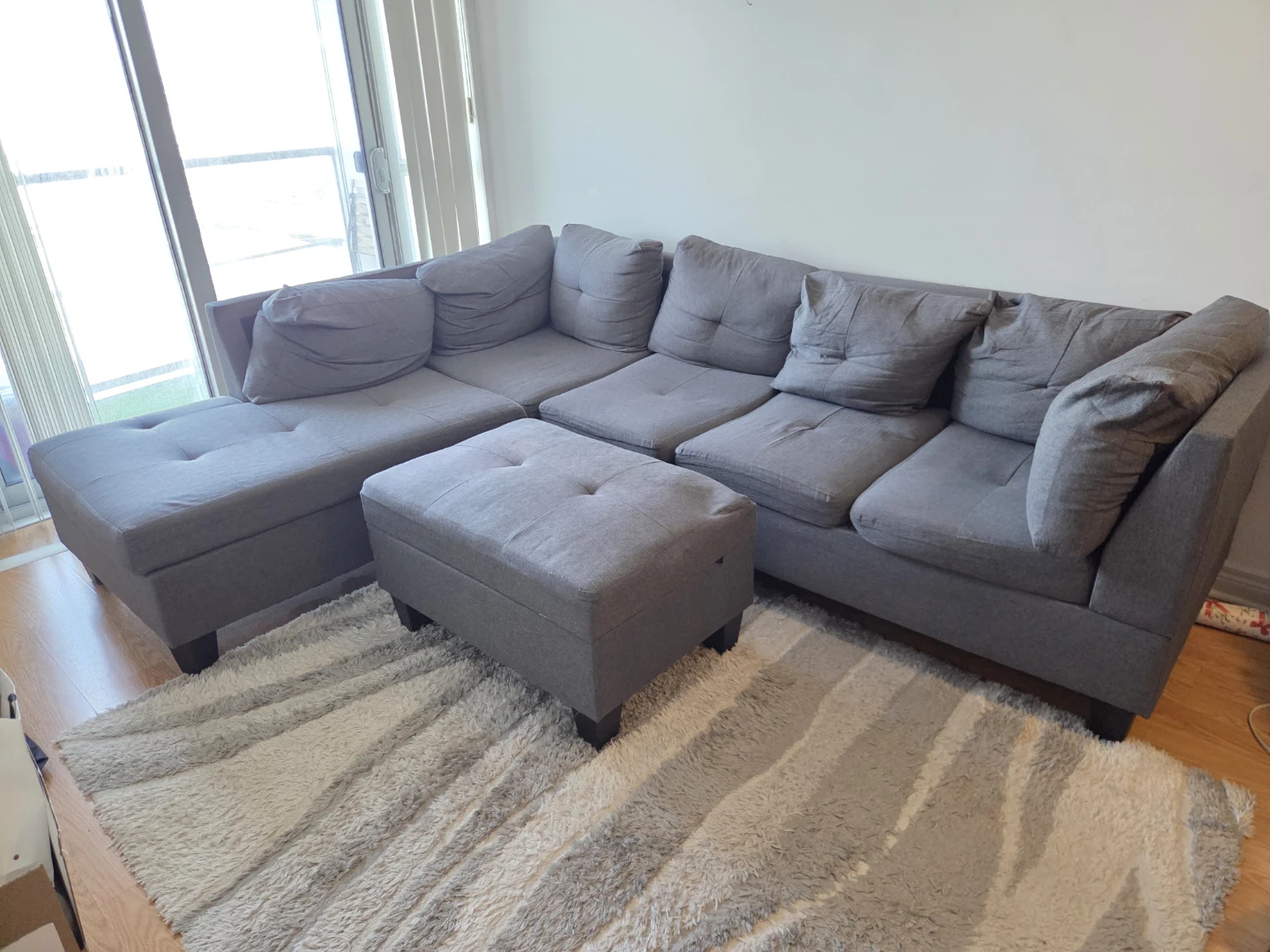 Grey Sectional Sofa with Ottoman - photo 3