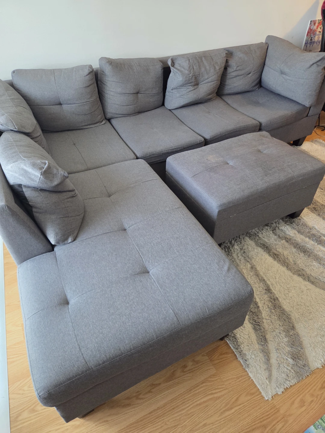 Grey Sectional Sofa with Ottoman - photo 5