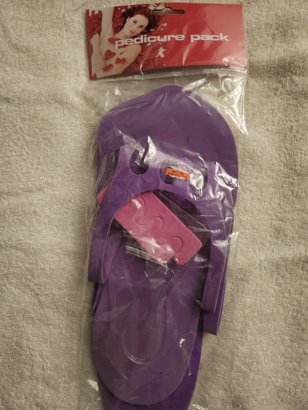 NEW Pedicure Pack Slippers & Pink Toe Separators, PURPLE